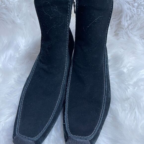 Naturalizer leather black suede wedge ankle boots side zipper rubber soles SZ11M - Picture 8 of 10